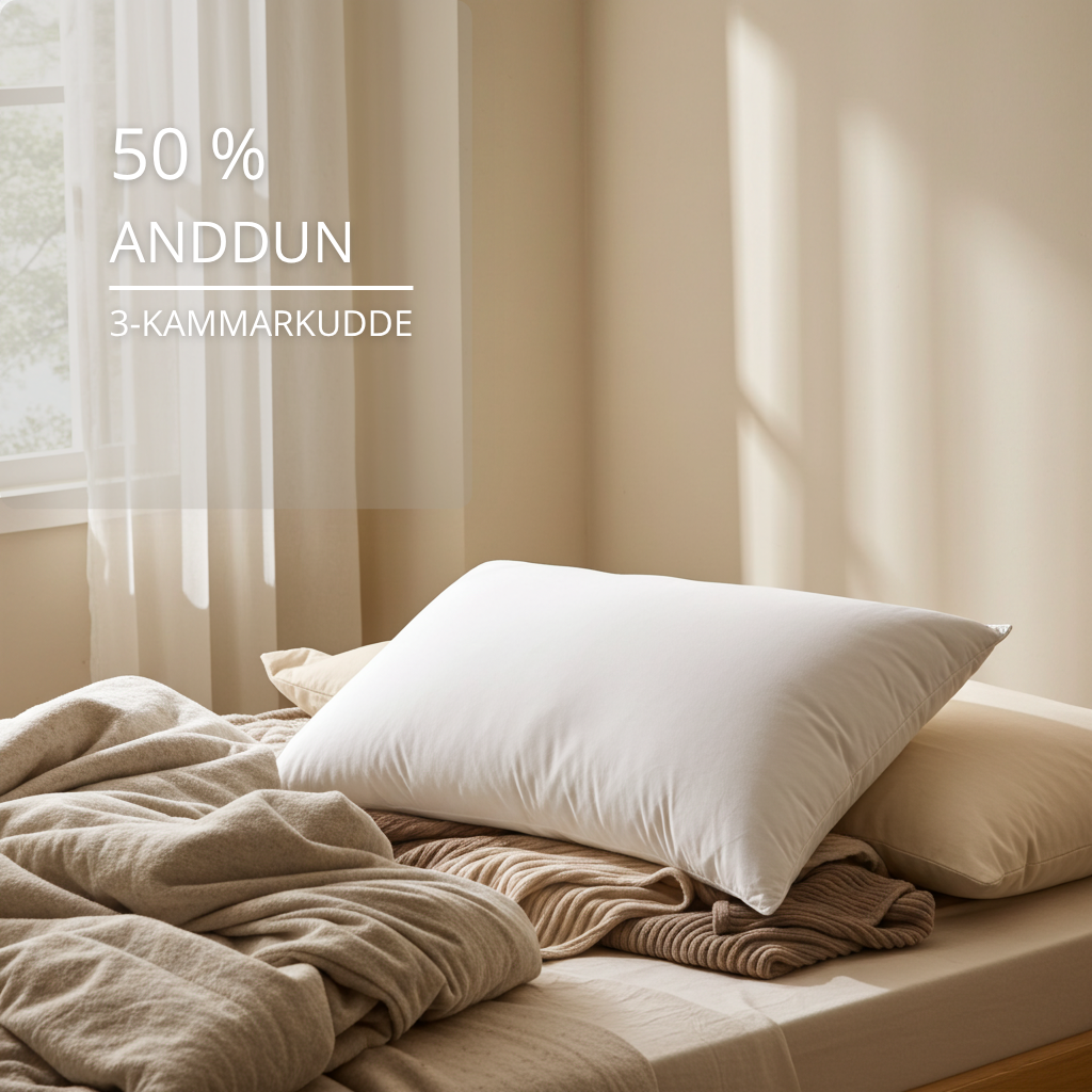 50% Anddunkudde 3-kammar